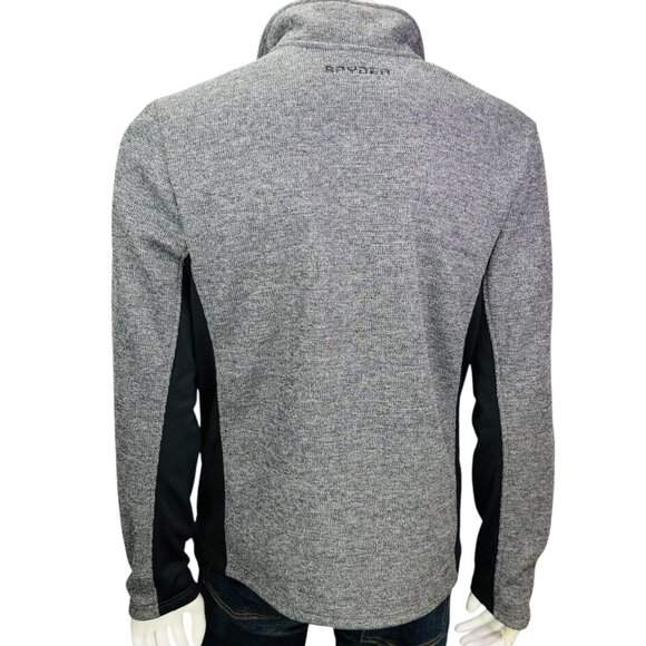 Spyder Mens Fleece Lined Sports Sweater 1/4 Zip Pullover Gray Black Size L - Picture 6 of 11